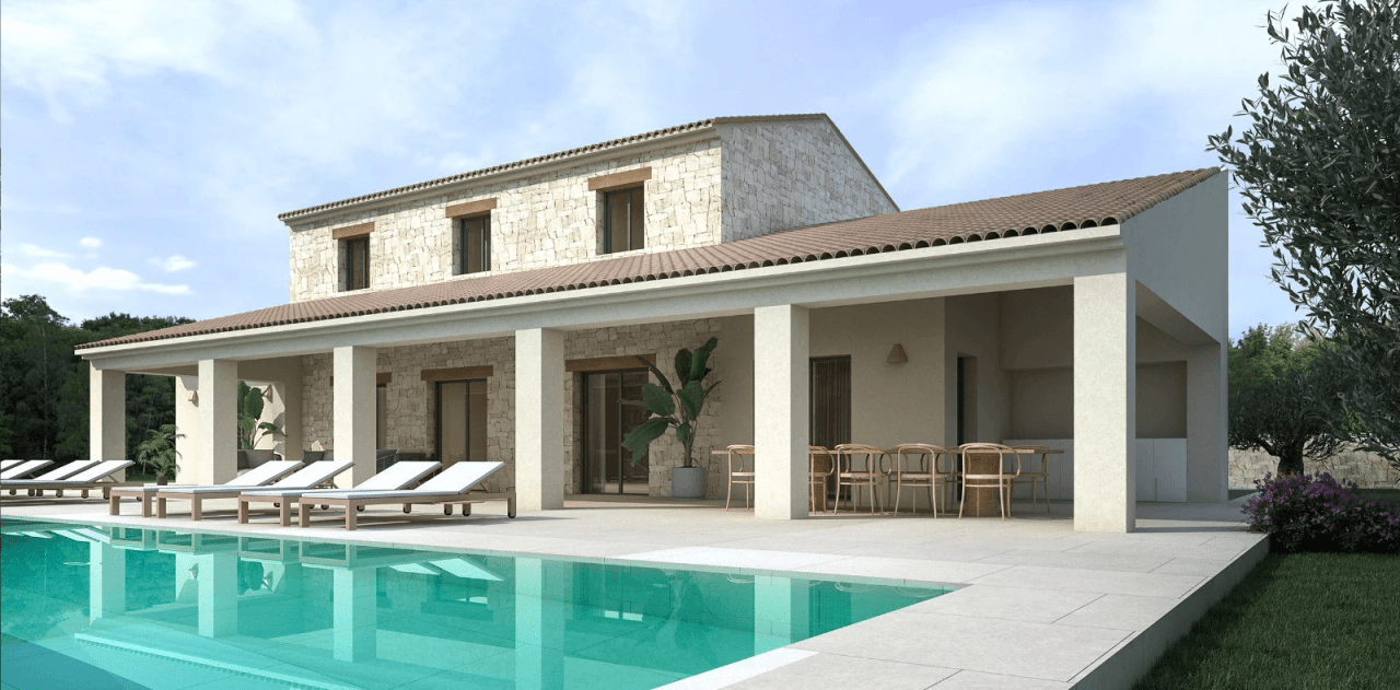 Maison de campagne de style méditerranéen rustique à vendre à Moraira, Costa Blanca
