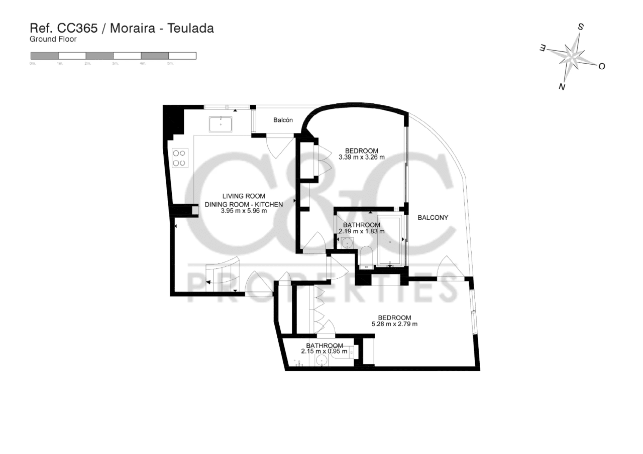 Appartement à vendre au centre de Moraira, 3 chambres.