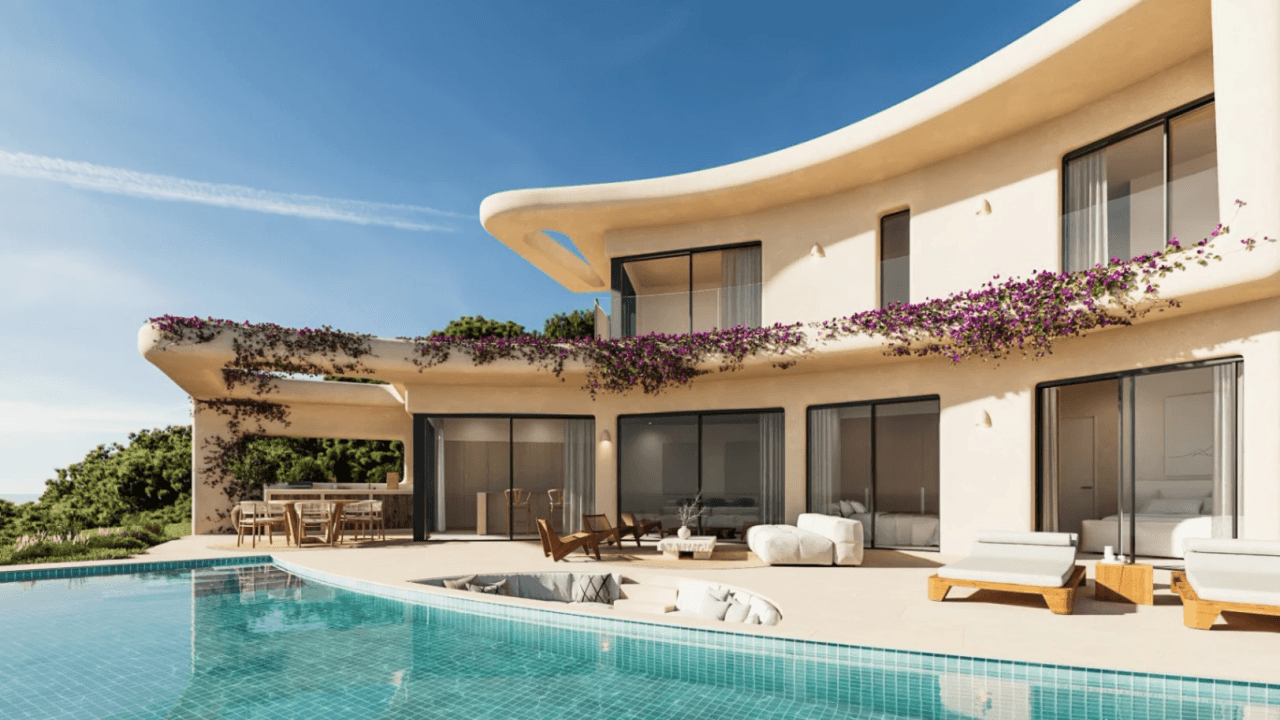 Villa de style ibicenco avec vue sur la mer à Ambolo Jávea