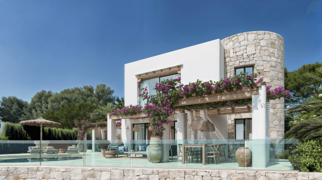 Villa exclusive de style Ibiza avec vue panoramique sur la mer et les montagnes à Moraira