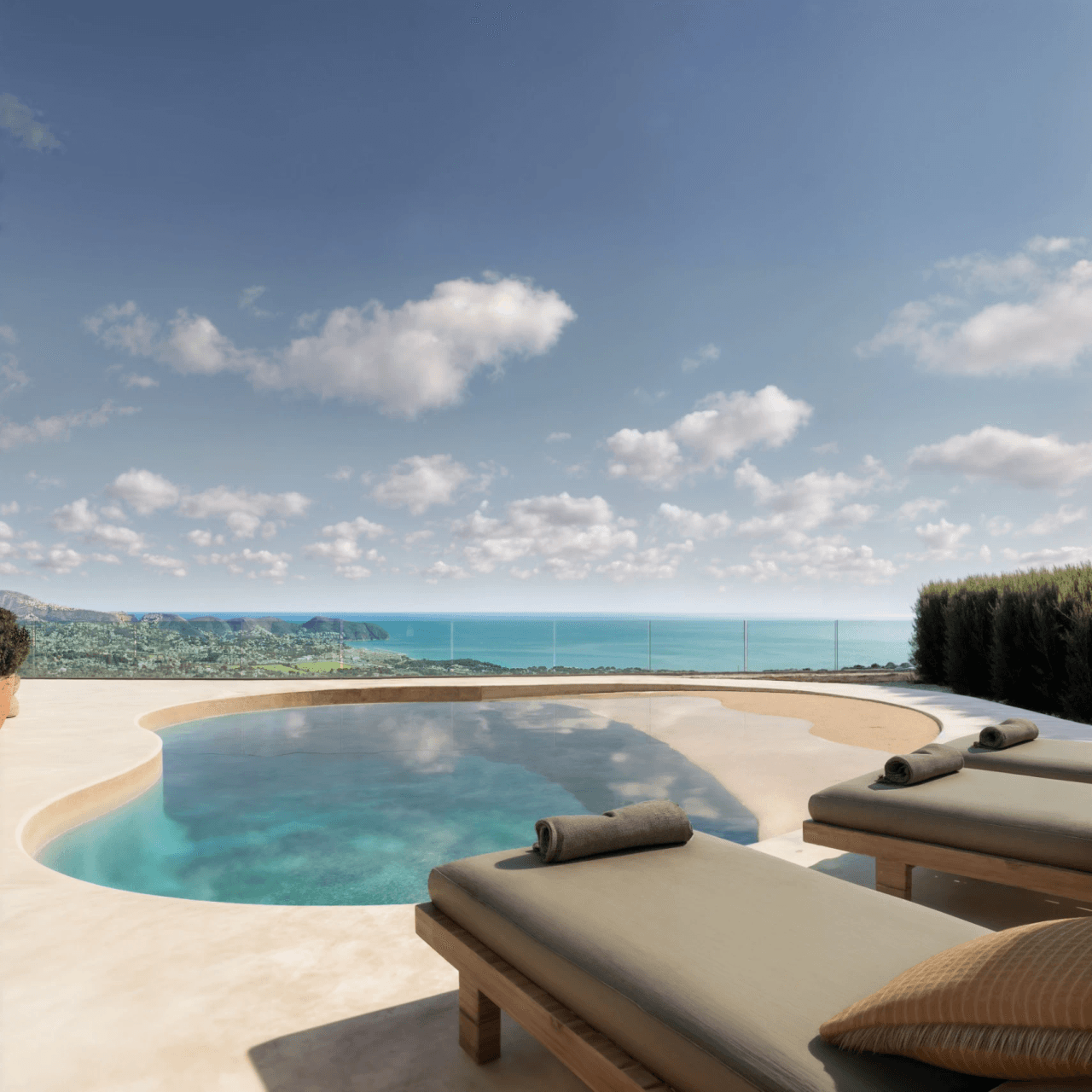 Villa exclusive de style Ibiza avec vue panoramique sur la mer et les montagnes à Moraira