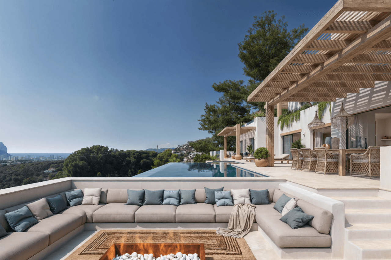 Villa neuve de style ibérique exclusive à Benissa avec vue panoramique et équipements de luxe.