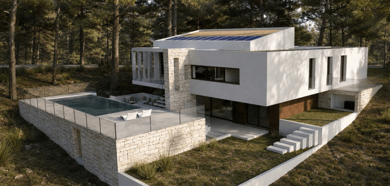 Villa NARA - Project with building permit ready to construct in Moraira - Within walking distance of the village - 1500m2 plot