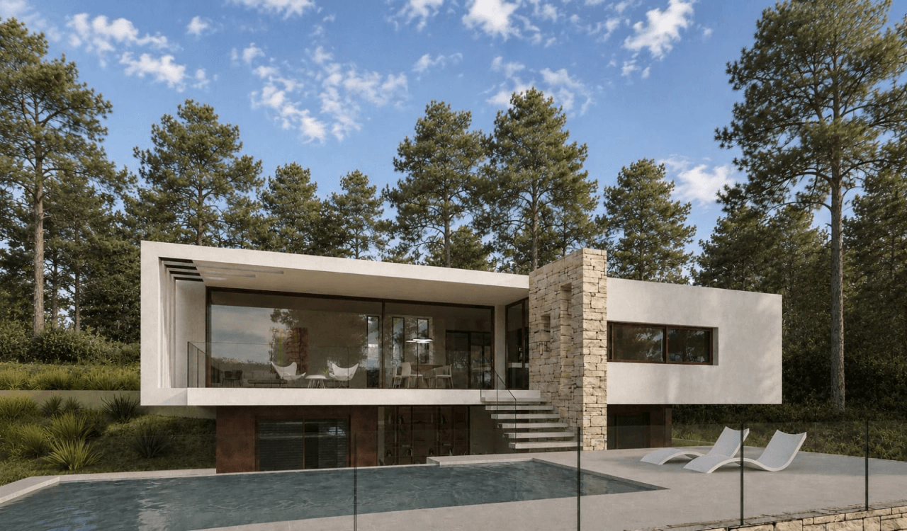 Villa NARA - Proyecto con licencia lista para construir en Moraira - A poca distancia del pueblo - Solar de 1500m2