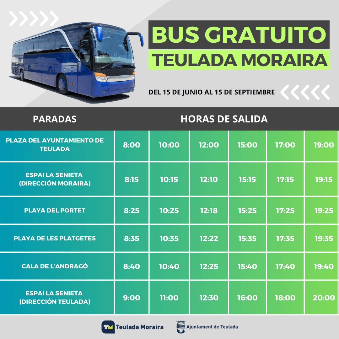 Le bus gratuit pour la plage est de retour à Moraira : une meilleure façon de profiter de la Méditerranée