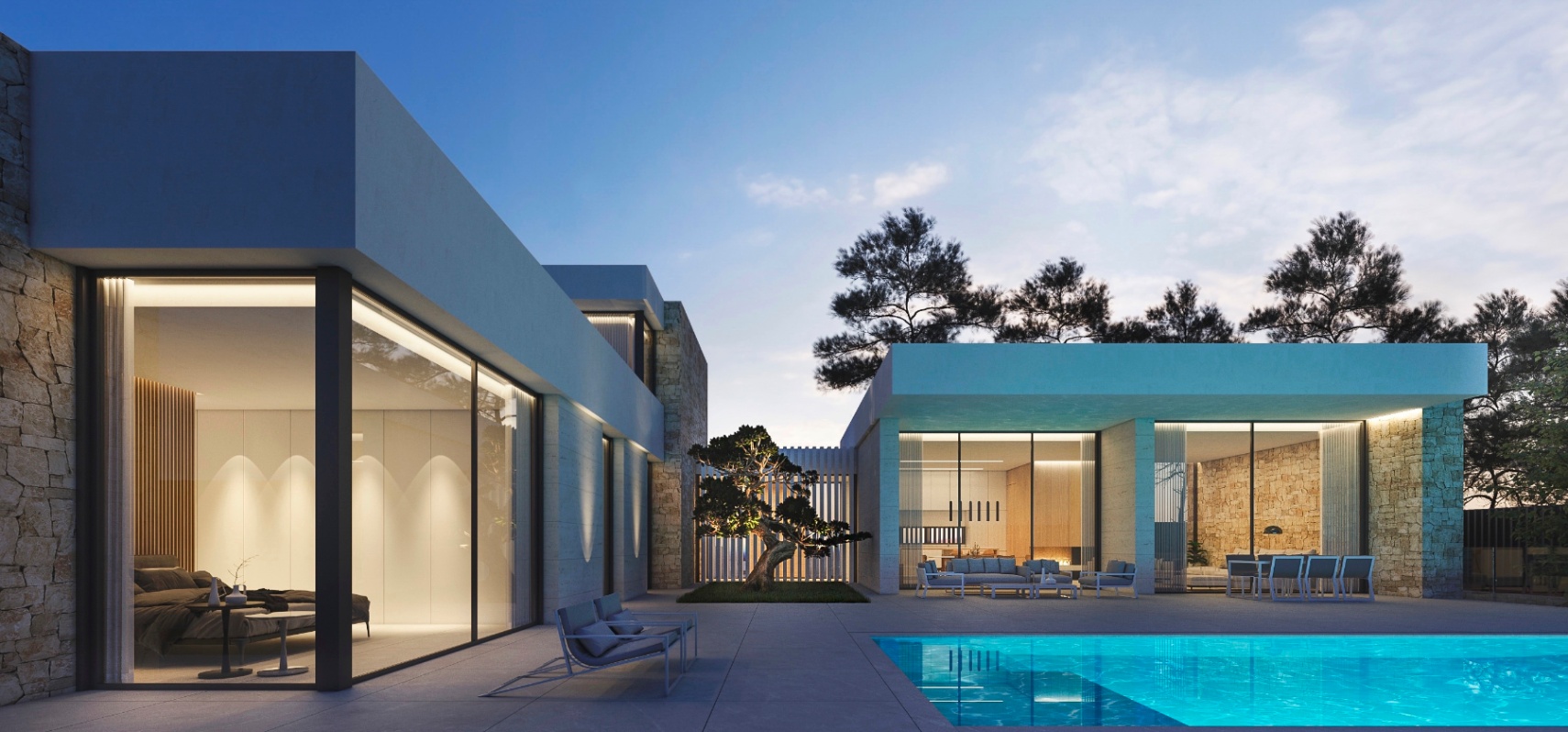 Villa de style moderne avec vue sur la mer et permis de construire à Moravit Moraira