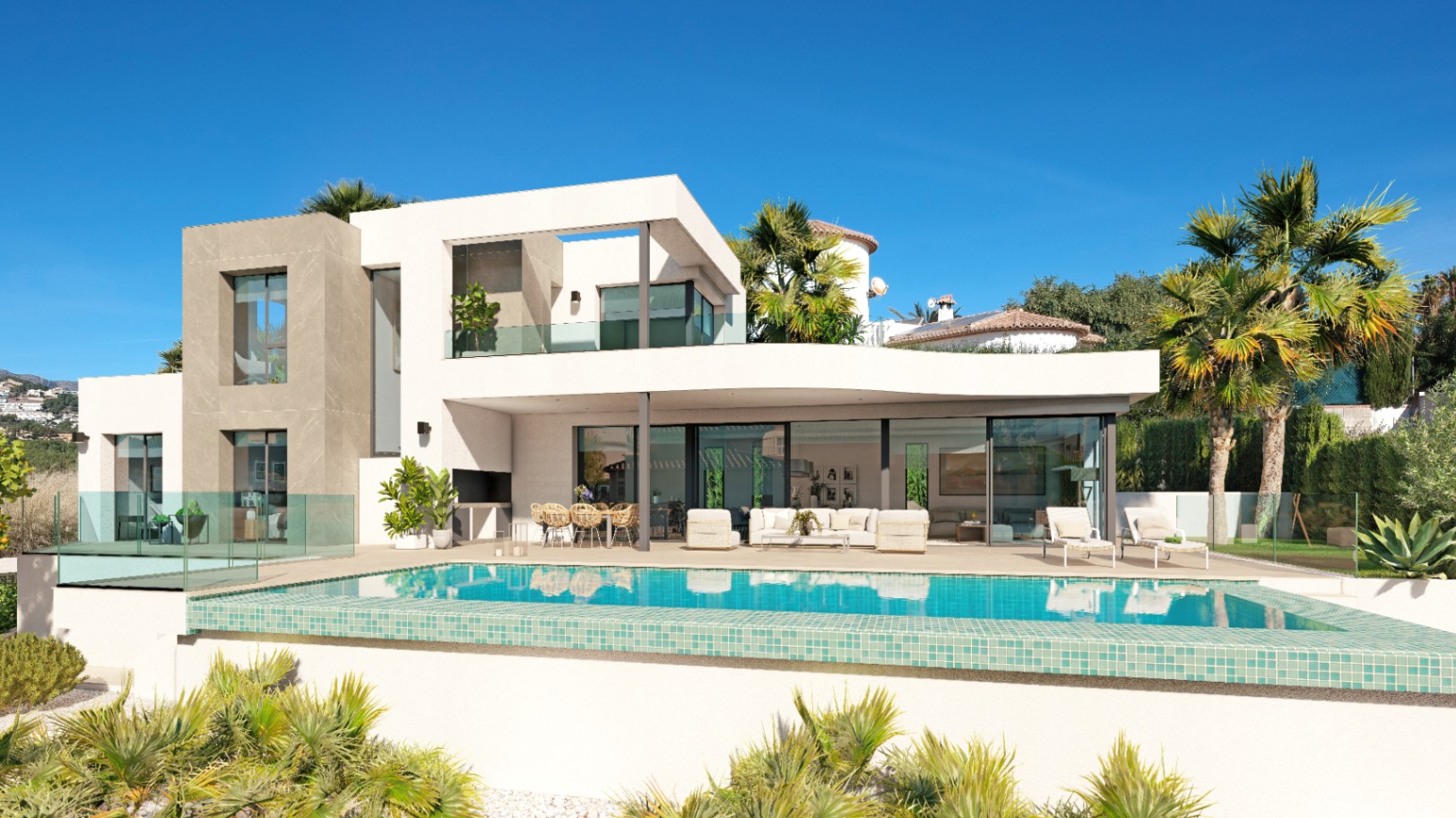 Villa de style moderne avec vue sur la mer à Pla Roig Calpe