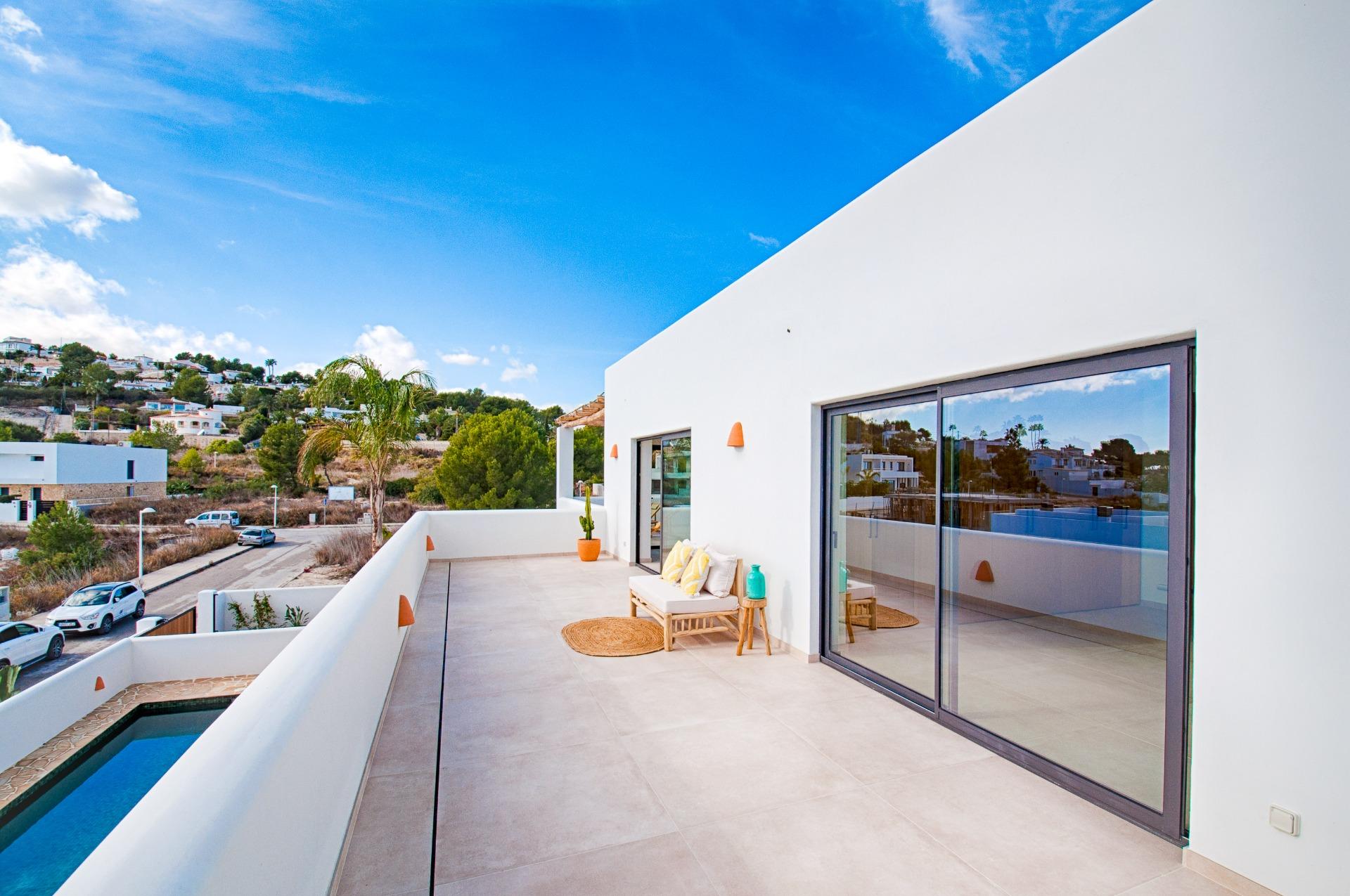 Ibiza style villa with sea views in Camarrocha Moraira