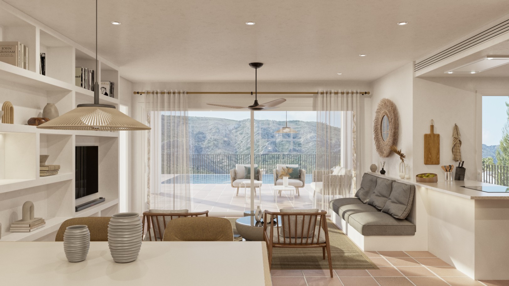 New build Ibiza style villa for sale in Pedreguer, Costa Blanca
