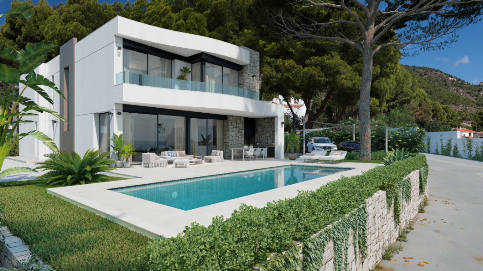 Villa im modernen Stil mit Meerblick in der Urbanisation Canuta de Ifach Calpe