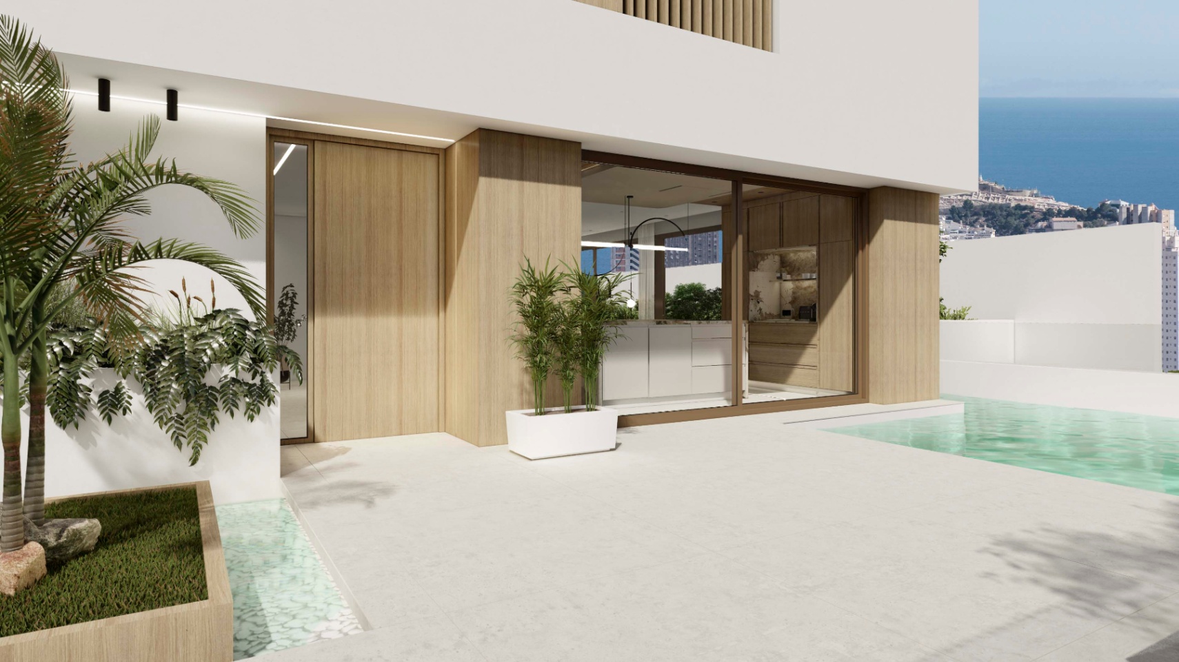 Villa moderne de nouvelle construction avec vue sur la mer et les toits de Benidorm à Finestrat