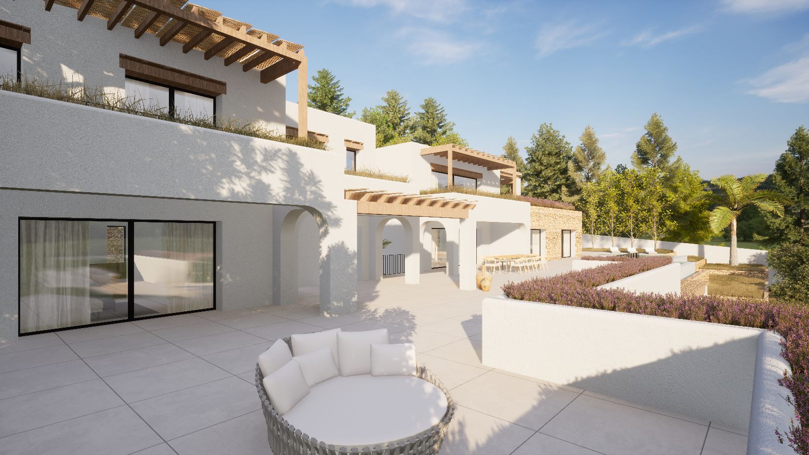 Nieuwbouw villa in Ibiza-stijl te koop in Moravit Moraira, Costa Blanca