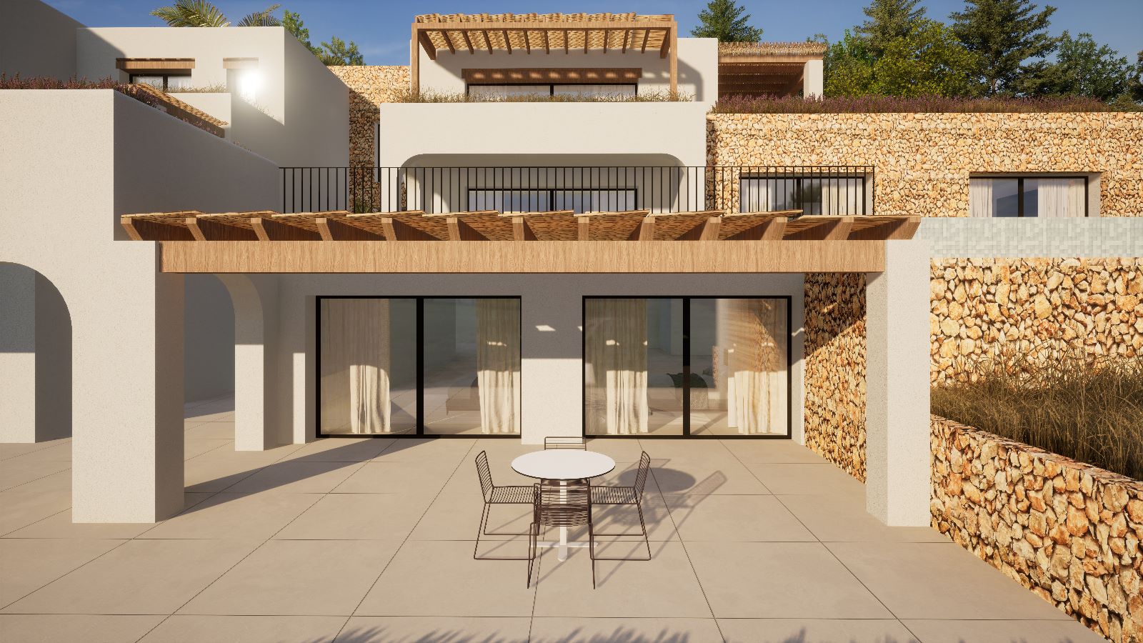 New build Ibizan style villa for sale in Moravit Moraira, Costa Blanca