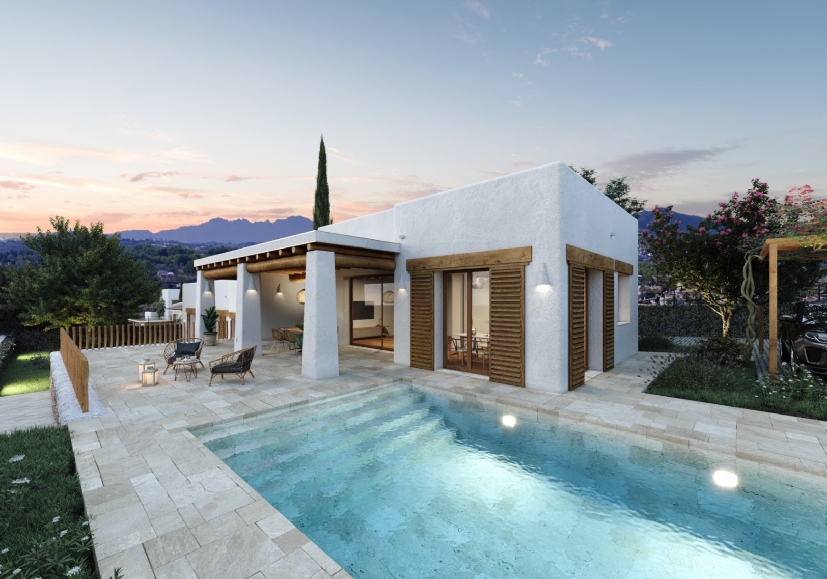 New build Ibizan style villa for sale in Las Lomas del Rey Jávea, Costa Blanca