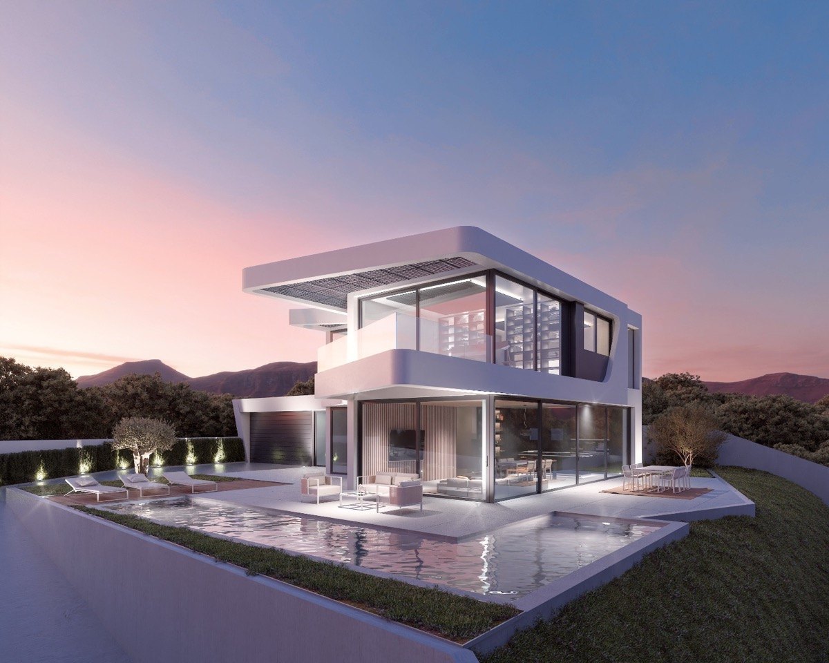 Villa moderna de obra nueva con vistas al mar en Altea Santa Clara