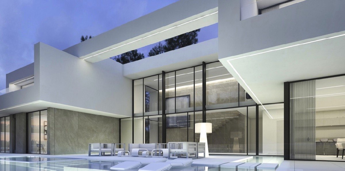 Nieuwbouw moderne villa met zeezicht te koop in Moraira