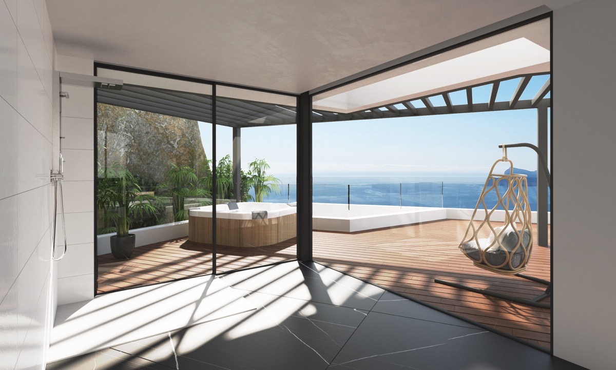 Nieuwbouw moderne villa met zeezicht te koop in Altea