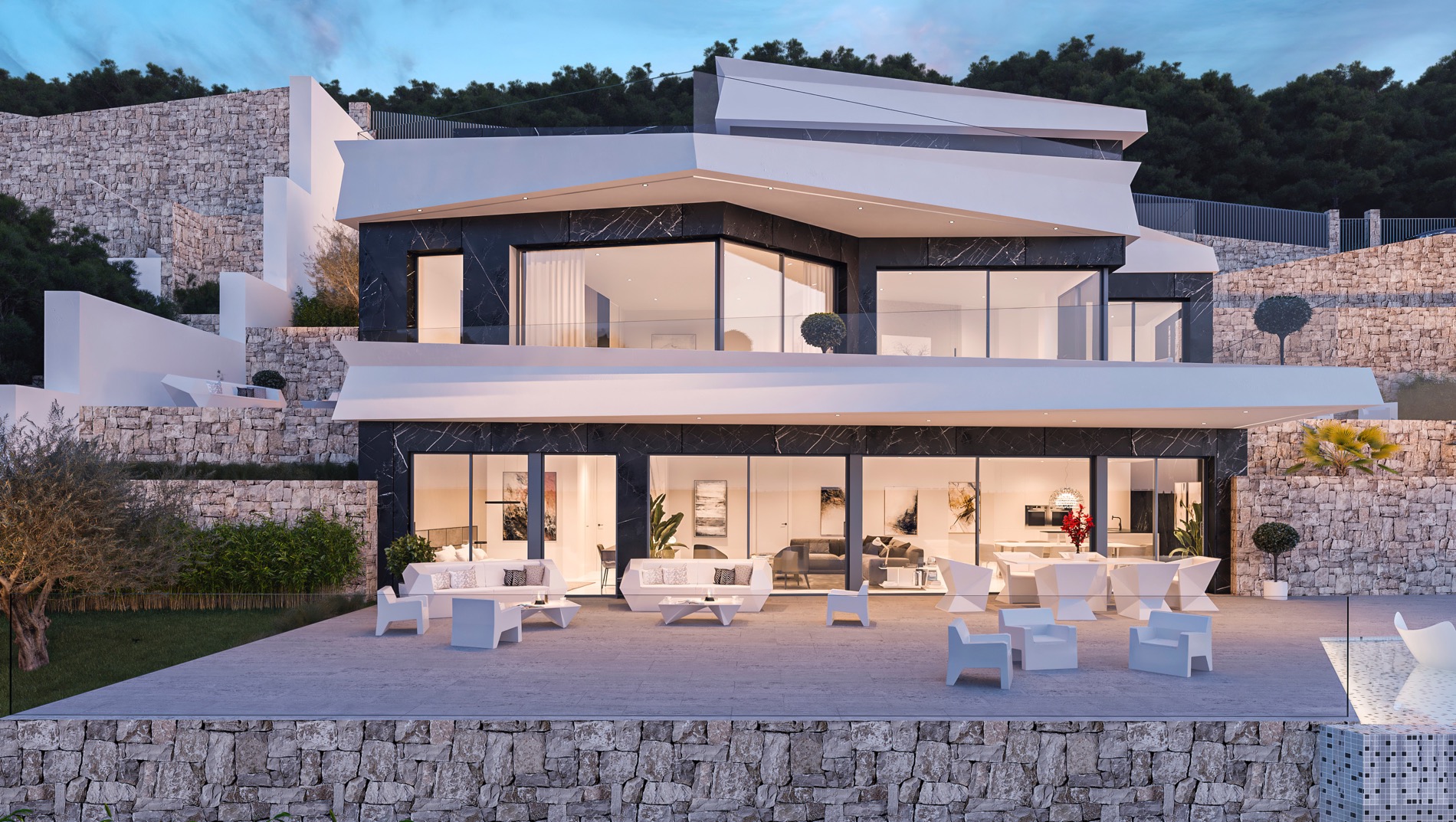 Villa de style moderne avec vue sur la mer à Raco de Galeno Benissa