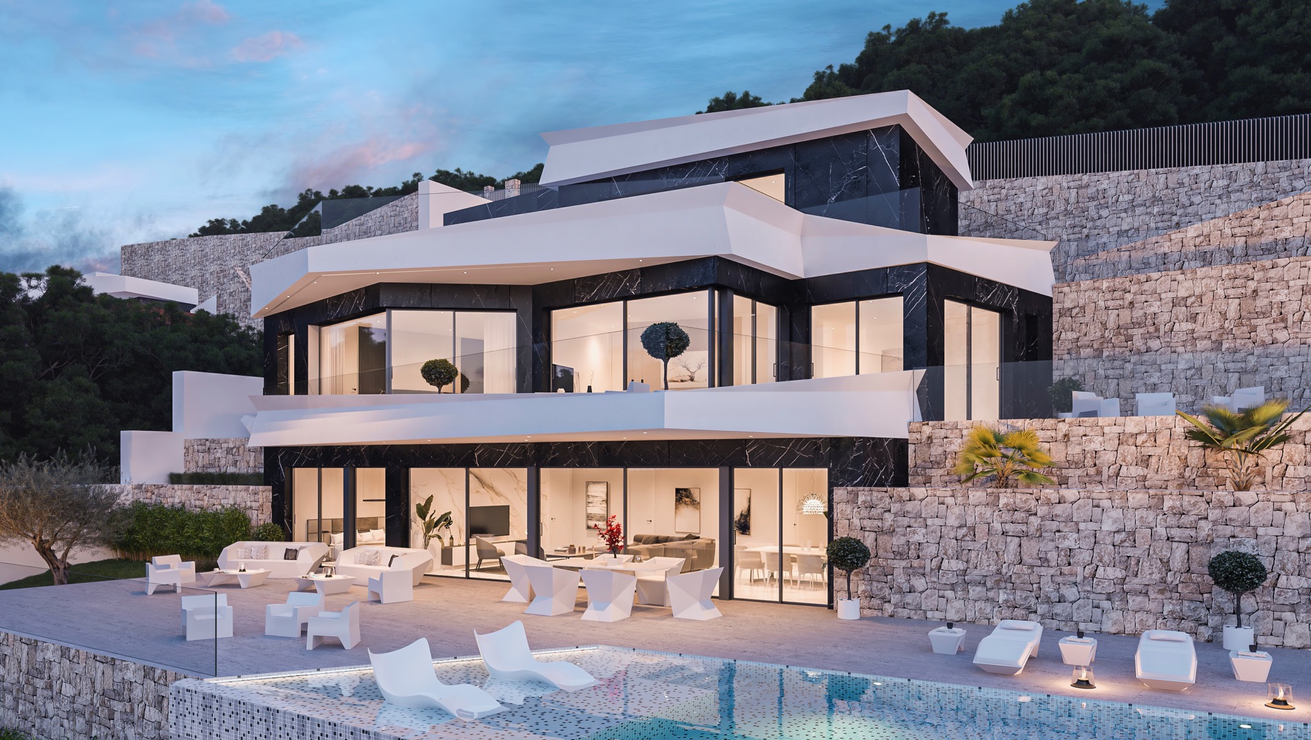 Villa de style moderne avec vue sur la mer à Raco de Galeno Benissa